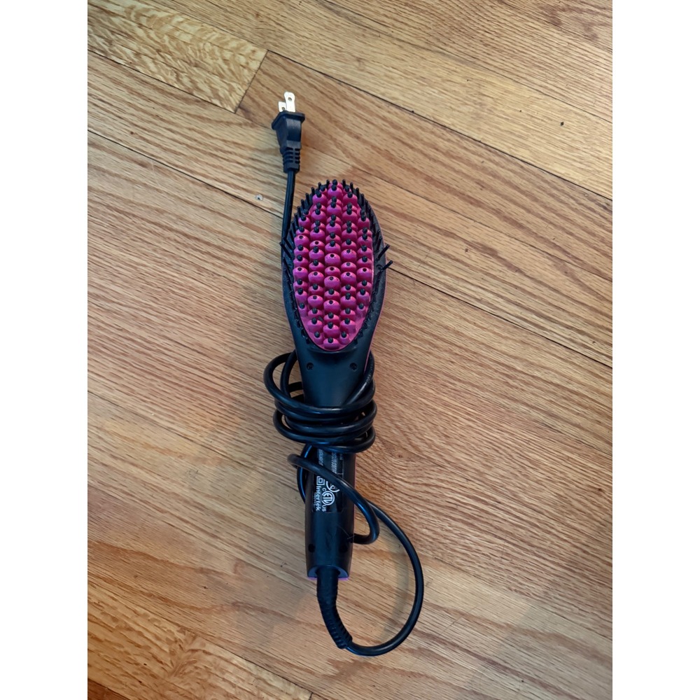Simply Straight Hair Straightening Brush Black Pink OS Ceramic Heated Tool